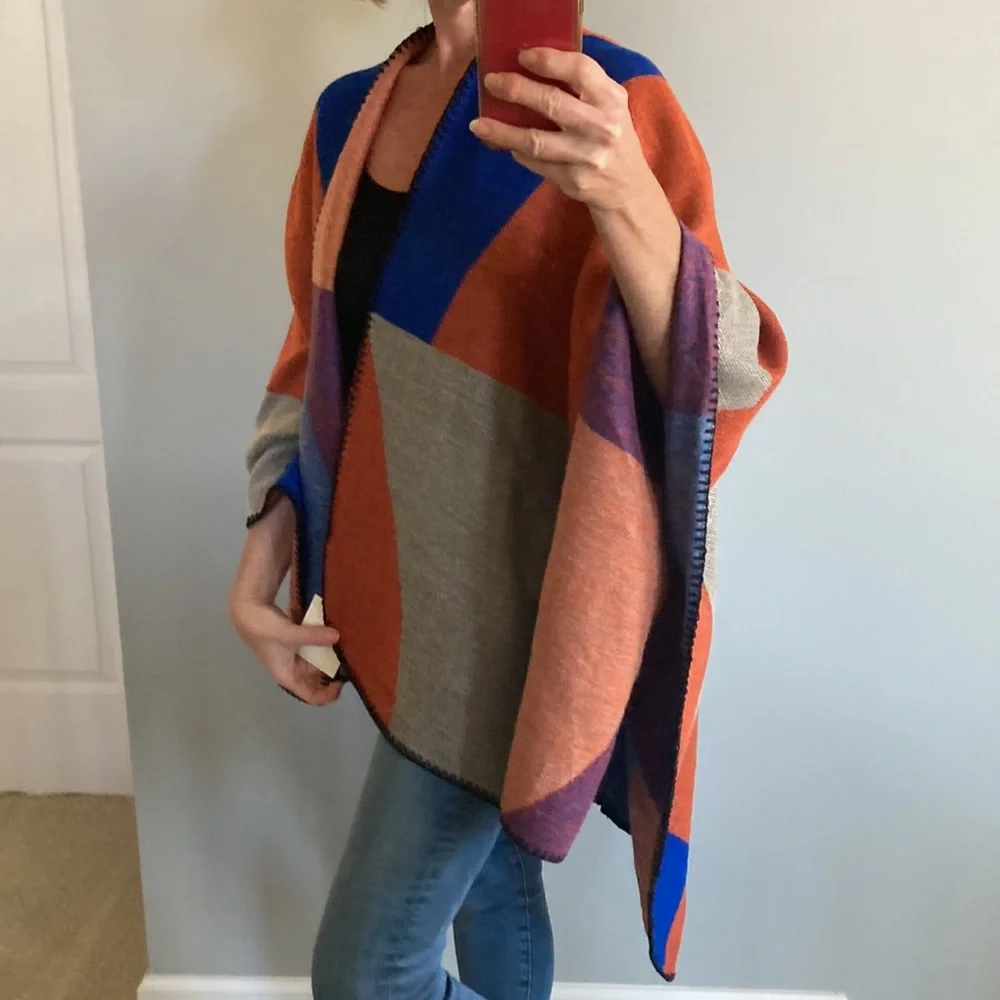 Color Block Open Cardigan Kimono - Picture 5 of 8
